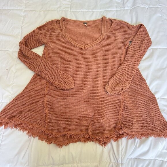 Free People Womens Medium M Designer Shoulder Peek-A-Boo Strappy Knit Sweater - Picture 1 of 7